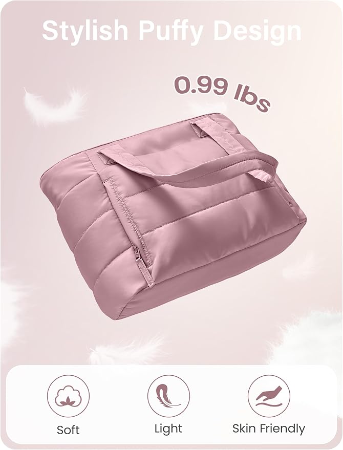 Uselike Tote Bag for Women with Zipper, Quilted Puffer Tote Bag with Compartments, Lightweight Puffy Work Bags for Women - Image 7