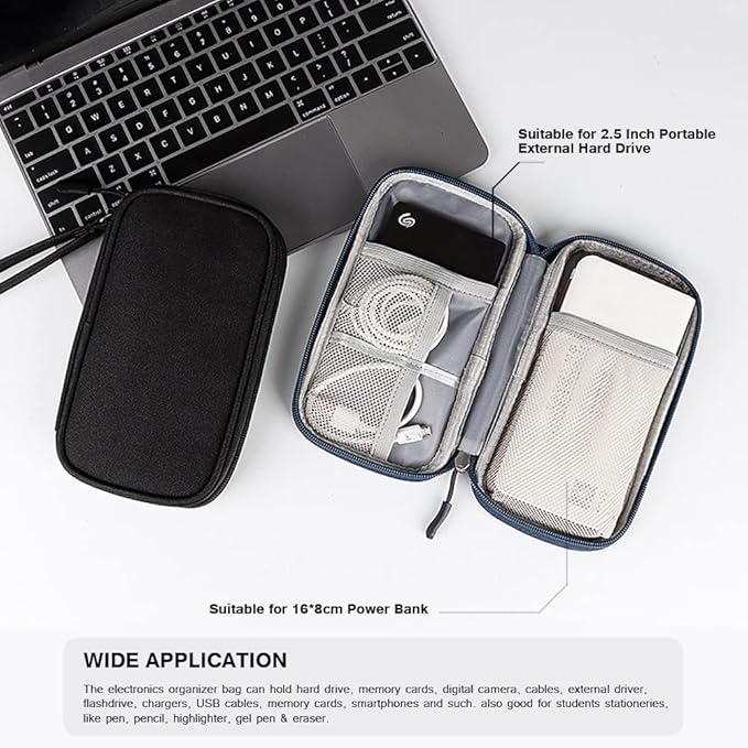 Electronics Organizer Bag Pouch Cable Charger Organizer Travel Shockproof Cord Carrying Case for Earphone Powerbank USB Hard Drive SD Card (Pink) - Image 5