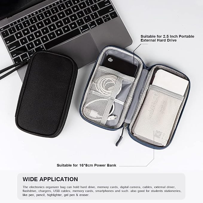 Electronics Organizer Bag Pouch Cable Charger Case Travel Shockproof Cord Carrying Case for Earphone Powerbank USB Hard Drive SD Card (Grey) - Image 5