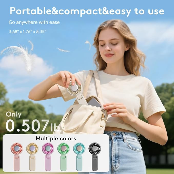 ZOZOO Portable Fan, USB Rechargeable 194°Folding Handheld Fan,5 Speed&LED Display &High Power Motor Table Fan, 3 IN 1 Quiet Strong personal Neck fans for Travel,Camping,Beach (White) - Image 6