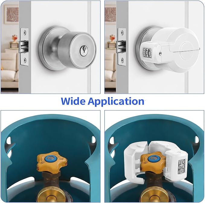 Door Knob Safety Cover Lock Child Proof Door Knob Lockout Device Cover | Combination Lock for Kids Dementia Elderly Safety Water Gas Valve Faucets Temporary Door Handle Lock Fits Most Circular Knobs - Image 7