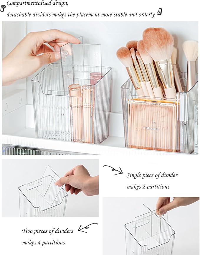 Lae Nuvole 2Pcs Storage Organizer Bins, Wall Mount Toothbrush Holder, Green | with Dividers & 4 Adhesive Pads, No Drill, Renter Friendly, BPA-Free PET; Fits Bathroom, Apartment, RVs, Cabinet/Pantry Door - Image 2