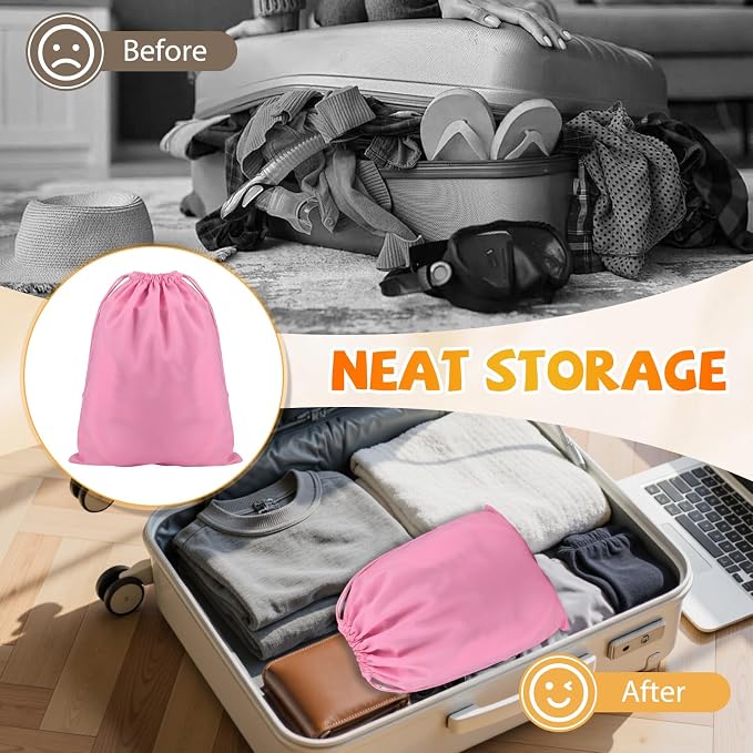 Shoe Bags for Travel, 15.7" x 11.8" Travel Shoe Bags for Packing, Large Waterproof Portable Drawstring Travel Shoe Storage Bag Travel Essentials Women for and Men (Orange & Black & Pink & Blue) - Image 6
