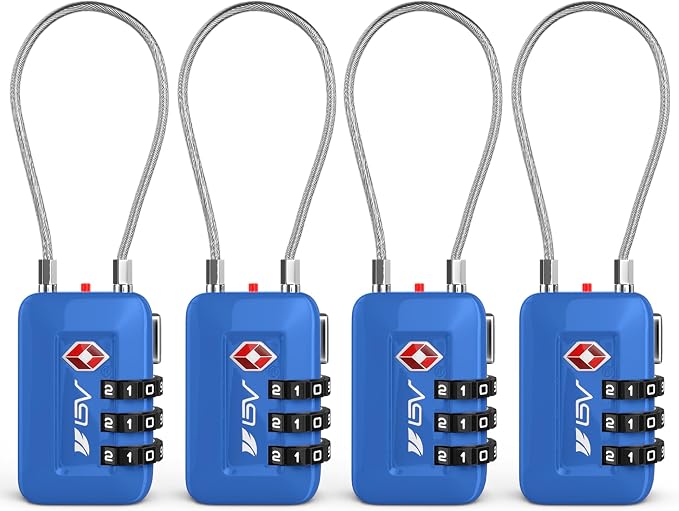 TSA Accpeted Luggage Travel Lock, Set-Your-Own Combination Lock for School Gym Locker, Luggage Suitcase Baggage Locks, Filing Cabinets, Toolbox, Case (Blue, 4 Pack) - Image 8