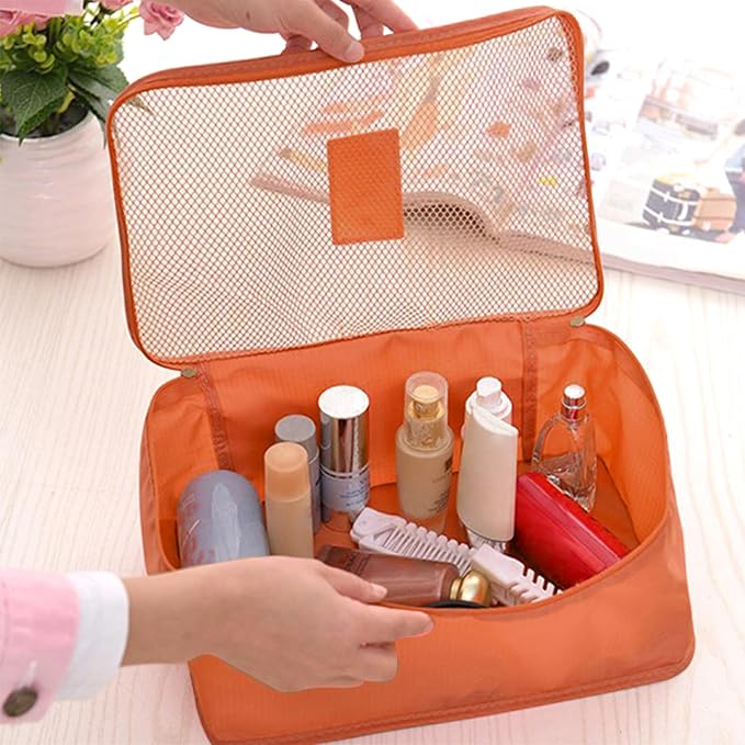 7 Set Packing Cubes for Travel Luggage Packing Bags Reusable Waterproof Suitcase Organizer Bags Set with Shoe Bag and Toiletry Bag (Orange) - Image 6