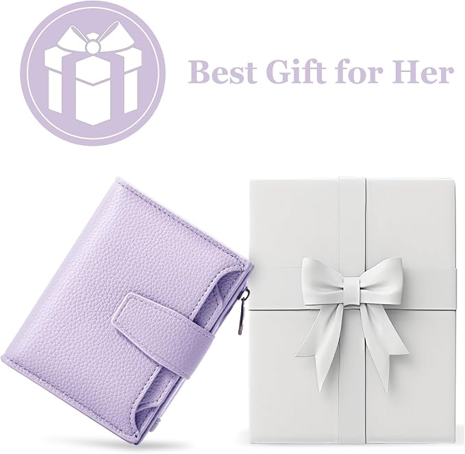 Small Wallet Women RFID Blocking Soft Leather Bifold Compact Card Holder Wallet for Women with Zipper Coin Pocket 4 ID Window - Image 7
