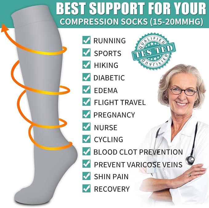3 Pack Medical Compression Sock-Compression Sock For Women and Men Circulation -Best for Running,Nursing,Athletic Sports - Image 5