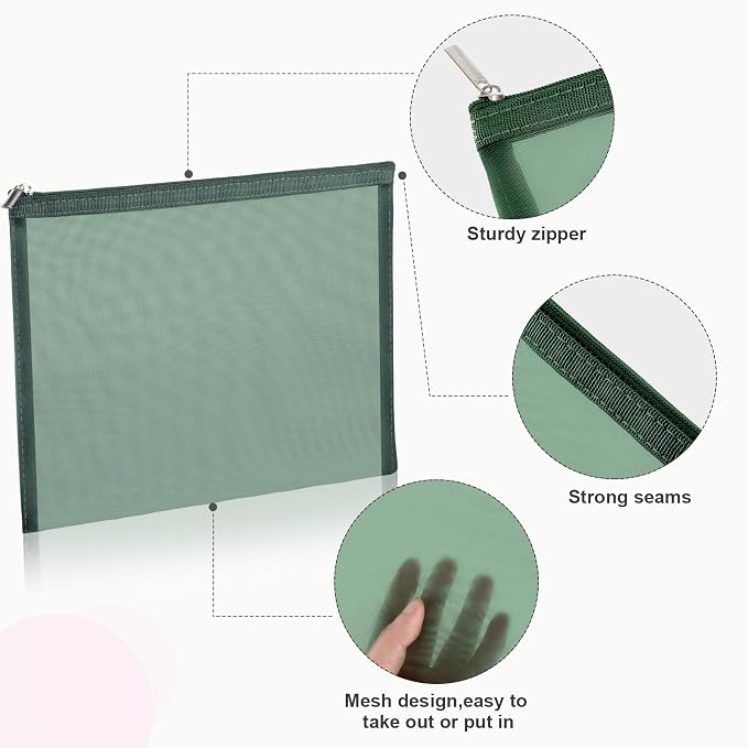 6 Pieces Mesh Makeup Bags Mesh Cosmetic Bag Portable Travel Organizing Zipper Pouch Toiletries Makeup Pouches for Home Office Travel Accessories - Image 3