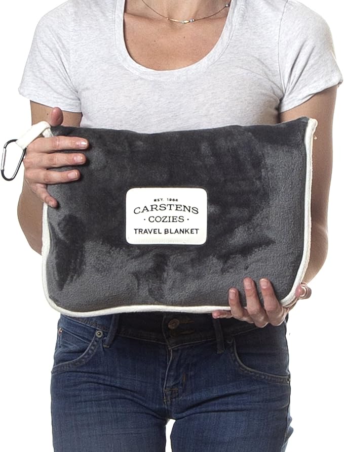 Carstens, Inc. Travel Blanket, Premium Compact 2-in-1 Airplane Blanket/Pillow, Perfect Grey - Image 4