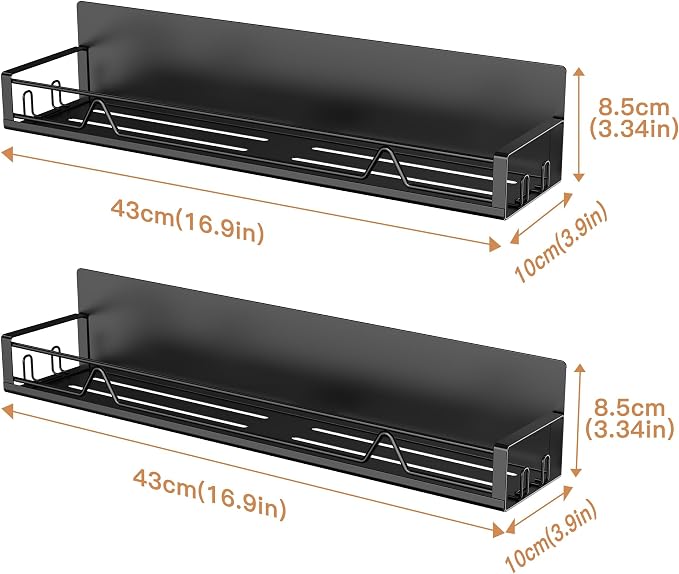 Mystozer 16.9 Inch Wide Large Capacity Magnetic Spice Rack for Refrigerator,2 Pack Metal Fridge Shelf Kitchen Organizers and Storage Fridge Organizer Spicy Shelf Spice Rack（Black） - Image 7