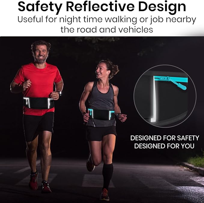 Vive Running Belt Fanny Pack for Women, Men, Kids, Adults, Jogging | Workouts- Waterproof Runners Reflective Waist Pack Bag with Phone Holder - for Fitness, Exercise, Gym, Hiking, Travel - Image 4