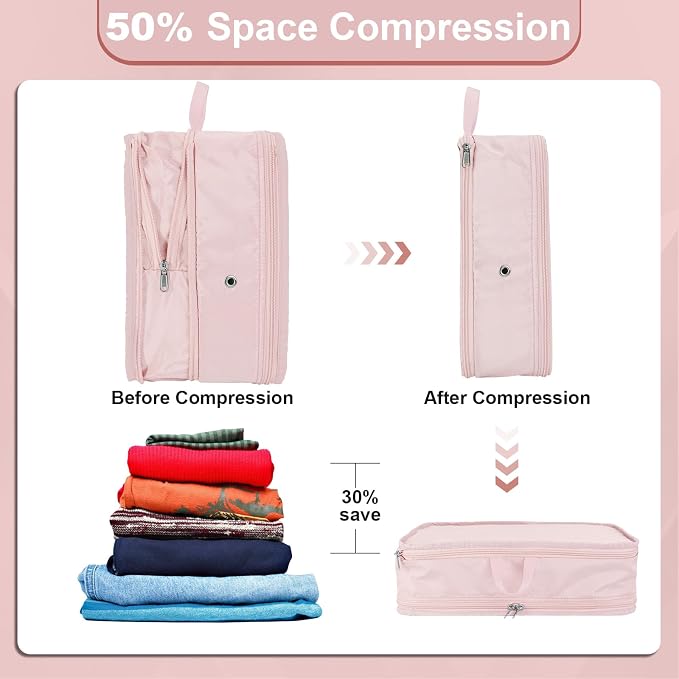 Packing Cubes for Travel Packing Organizers Compression Travel Cubes, Pink | Compression Packing Cubes Luggage Suitcase Organizer Bags Compression Bags for Travel Accessories - Image 5