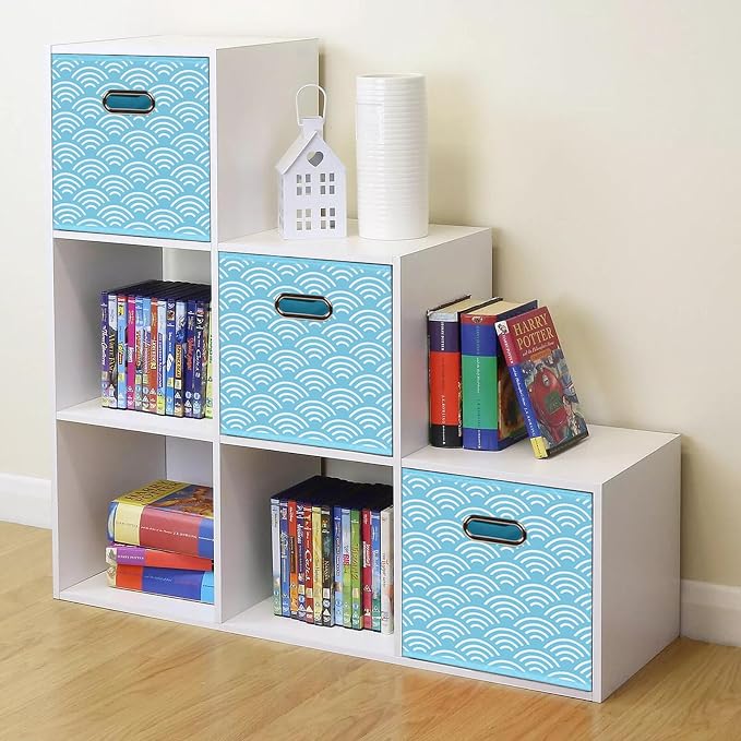 Fabric storage bins Cubes, Fabric Cube Organizer with Handle, Foldable Cube Bins for Cloth or Accessary Storage, 11x11x11, Set of 3, (Blue clouds) - Image 5