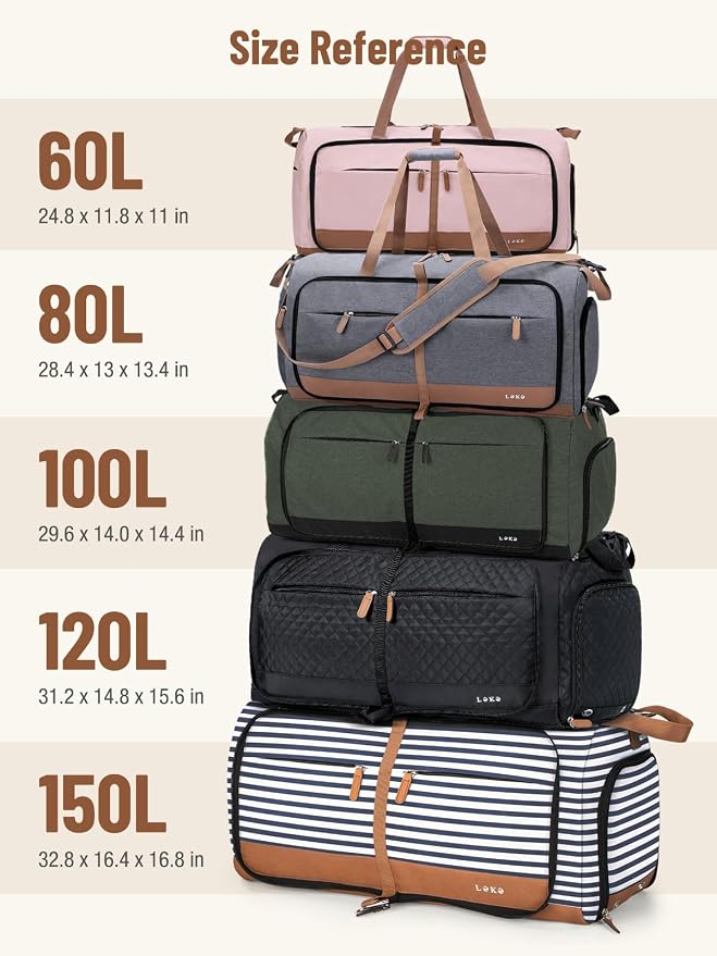 Lekesky Foldable Travel Duffel Bag for Women, 60L Large Duffle Bag with Separate Shoes Compartments & Straps, Carry On Weekend Bag for Women, Hospital, Overnight(Grey) - Image 6