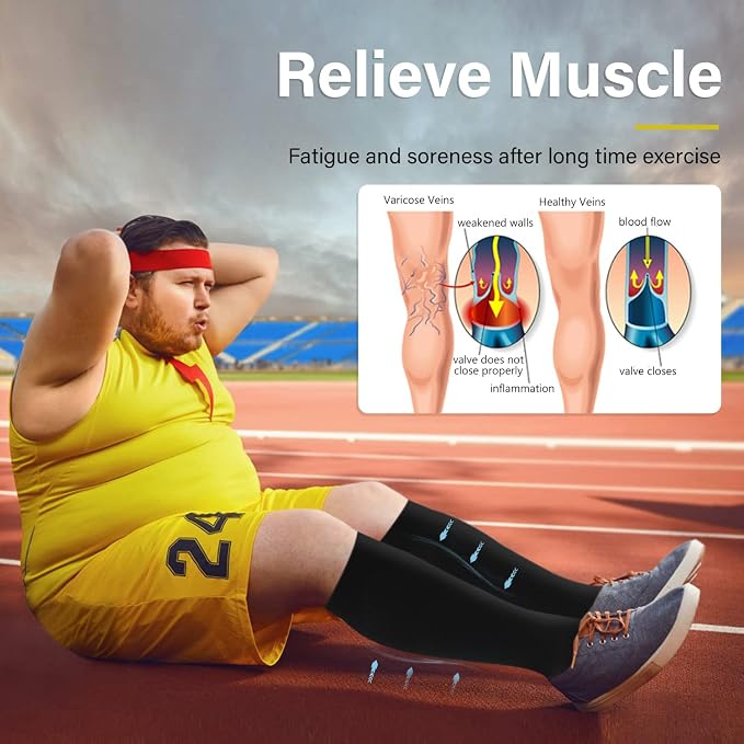 Diu Life 3 Pairs Plus Size Compression Socks for Women and Men Wide Calf Extra Knee High Support for Circulation - Image 6
