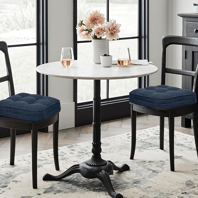 GOFORIT Memory Foam Cushion，Square Seat Cushions for Dining Chairs,Non-Slip Chair Pads with Removable Cover, 16'' x 16'', Dark Blue - Image 6