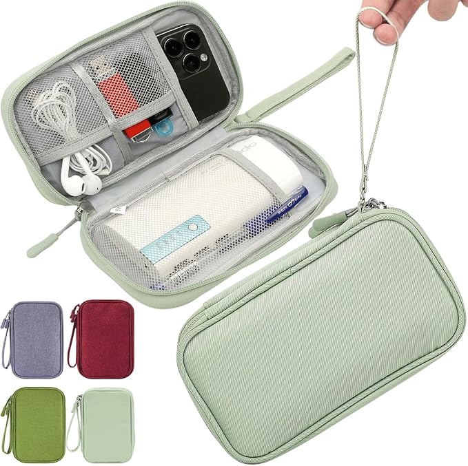 CAAORDKSO Small Cable Organizer Bag, Travel Cord Charger Organizer Case Waterproof Accessories Pouch, Electronic Carrying Case Bag for Cable, Cord, Charger, Phone, Power Bank, Earphone (Mint Green) by Unknown