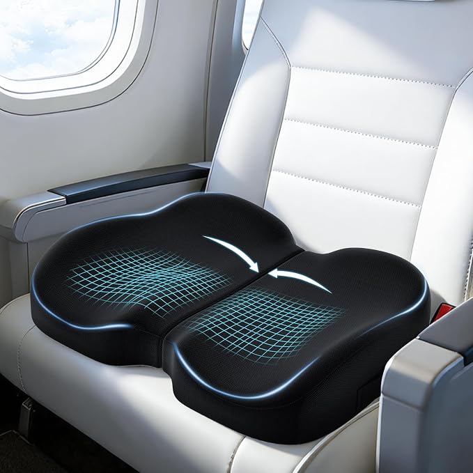 A-Pce Foldable Travel Seat Cushion-with Built-in Handles，Black | Ergonomic design, Memory Foam Cushions for Home & Office Use, Perfect for Travel or Driving - Image 2