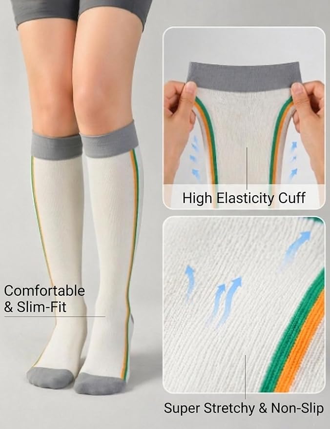 2 Pairs Compression Socks for Women & Men Knee High Nurse Pregnant Cute Medical Running Travel Athletic - Image 5