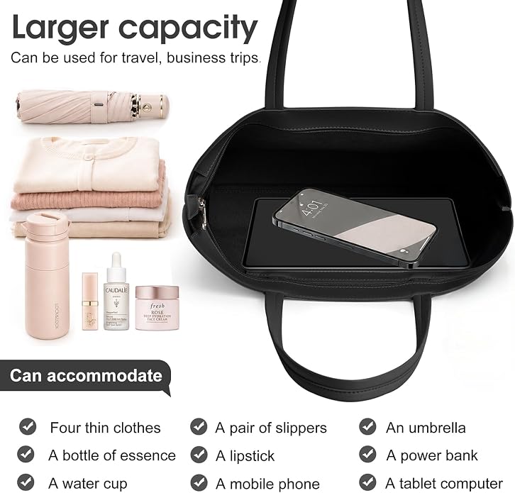 KALIDI Tote Bag Zipper Shoulder Bag Vegan Leather Purses Satchel for Women | Large Casual Handbag for Work Commuting Dating College Everyday - Image 6