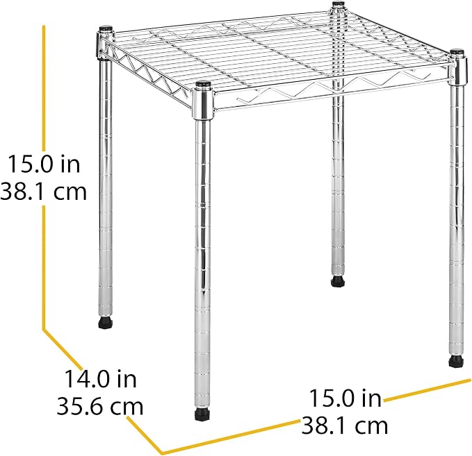 Whitmor 1 Tier Supreme Stacking Shelving Unit, Wire Metal Home Storage Organizer, 15" L x 14" W x 15" H, Chrome - Image 3