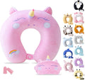Cirorld Travel Pillow for Kids Adult Cute Neck Pillow for Traveling Memory Foam Airplane Pillow Sleep Mask Animal Flight Pillow Head Rest Neck Support for Cars Long Flights (Pink, 9-12 Y/O) by CIRORLD