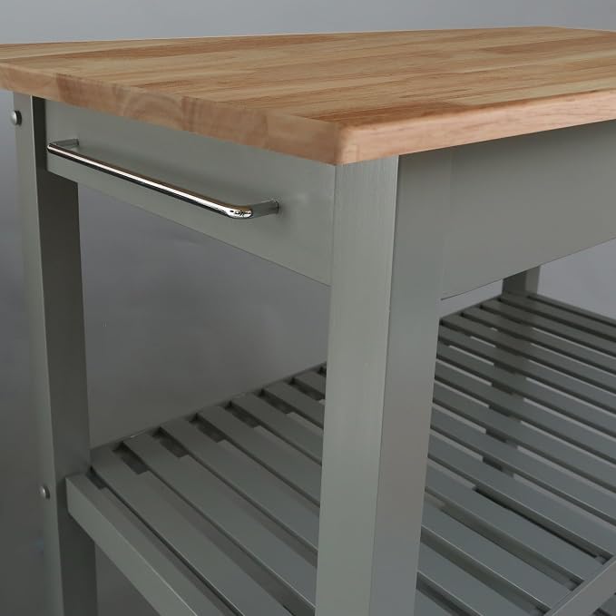 Casual Home Kitchen Island with Solid American Hardwood Top, Slate Gray, 40" W (373-932) - Image 7