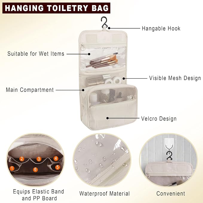 Packing Cubes, 8 Pcs Travel Packing Organizers for Suitcases, Large Capacity Travel Luggage Organizers Set includes 8 Storage Bags (Beige) - Image 3