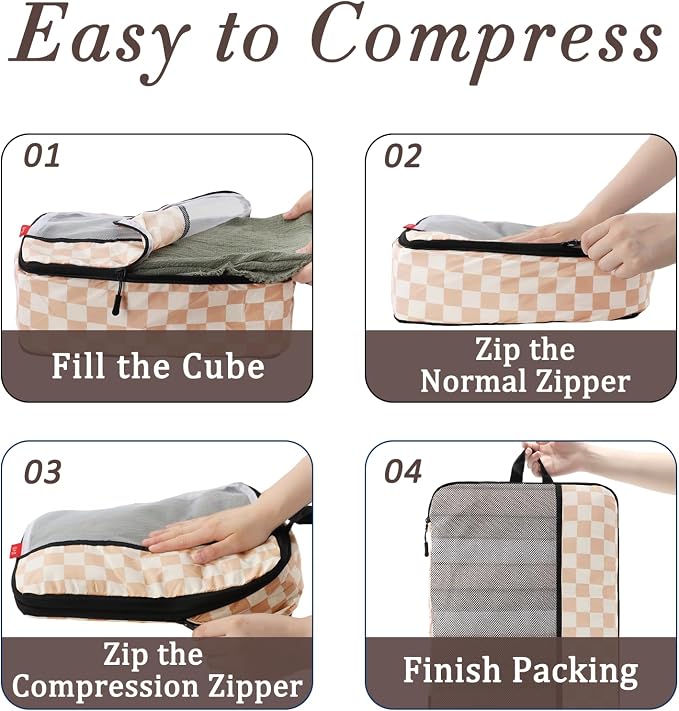 U+U 8 Set Compression Packing Cubes - Ultralight Travel Organizers - Image 6
