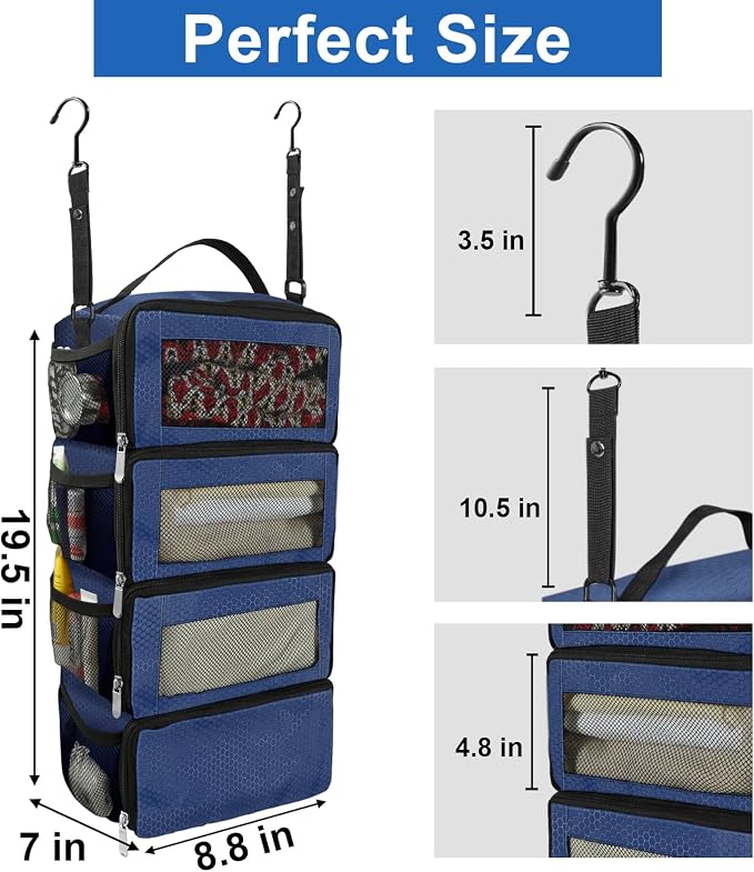 Olosar Suitcase Organizer, Travel Luggage Organizer Portable Hanging Travel Shelves Collapsible Hanging Packing Cubes for Carry on Suitcase - Image 4