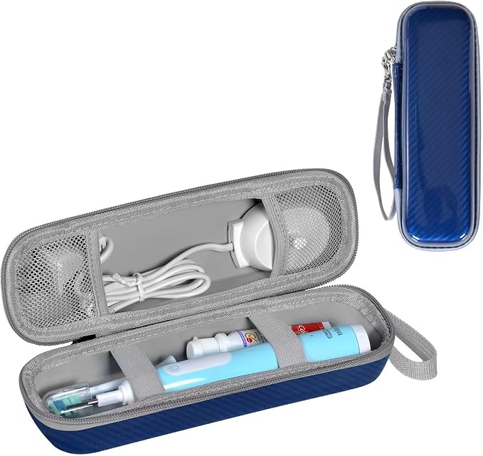 Toothbrush Travel Case for Oral B/Oral-B Pro 1000 1500 5000 7000 7500 6000 9600/ Phlips Sonicare 4100 5100 1100 6100 5300 Electric Toothbrush, Portable Hard Protective Storage Bag (Blue) by TUNYINSH