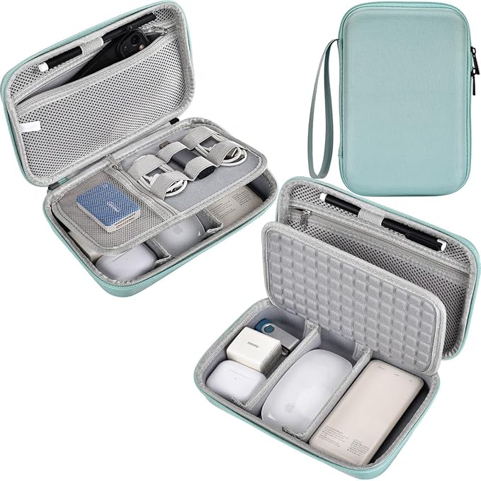 Hard Travel Electronic Organizer Case for MacBook Power Adapter Chargers Cables Power Bank Apple Magic Mouse Apple Pencil USB Flash Disk SD Card Hard Drive Shockproof Accessories Carrying Bag, Green by Unknown