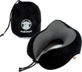 Memory Foam Travel Pillow, Neck Pillow with 360-Degree Head Support, Comfortable Ideal for Sleeping on Airplane, Car, Train, Bus and Home Use, Comes with Storage Bag (Black) by Makimoo