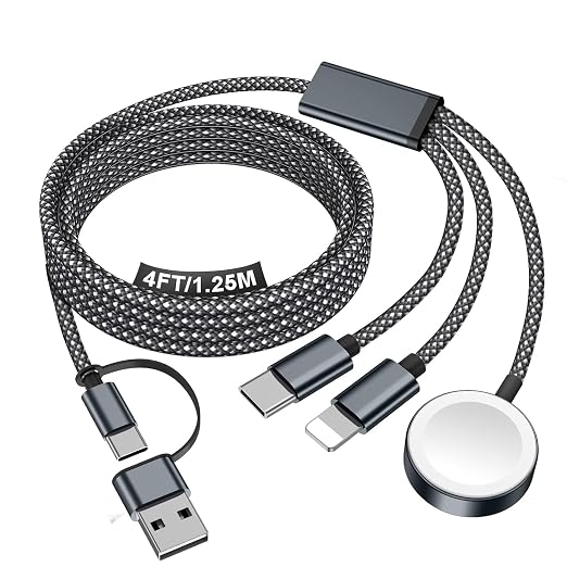 Travel Essentials for Apple Watch Charger,iPhone Charger,3 in 2 Type C/Lightning/Magnetic Travel Charging Cable,Portable Multi Charging Cable for Apple Watch, iPhone 17‑11,Samsung S26,Car–3.3ft by Accessoriesforphoneandelectricproducts