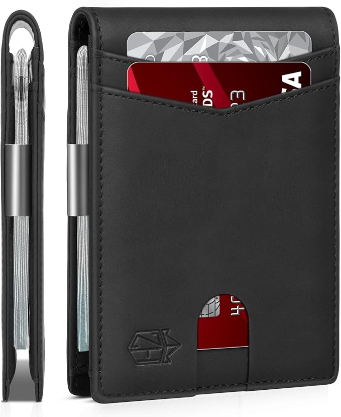 Zitahli Money Clip Wallets for Men,Slim Bifold Wallet 10-12 Cards, Mens Leather Wallet with ID Window,RFID Blocking Thin Minimalist Credit Card Holder,Gifts for Him by Zitahli