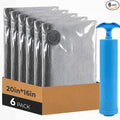 Travel Vacuum Bags with Hand Pump, 6-Pack | 80% Space Saver Bags for Clothes,Portable Compression Packing Seal for Luggage & Suitcase,Reusable,Perfect for Travel & Home by 4GCAMERA