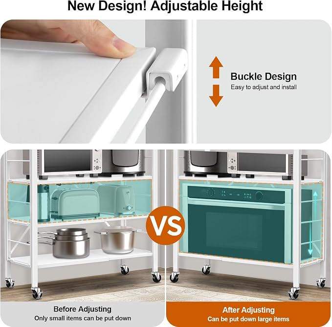 Himix 6-Tier Foldable Storage Shelves Expandable Shelf Wheels White 2-in-1 | Folding shelving units, Metal collapsible organization, Changeable into 2 shelf units, Garage, Kitchen, Holds 3600 Ibs - Image 4