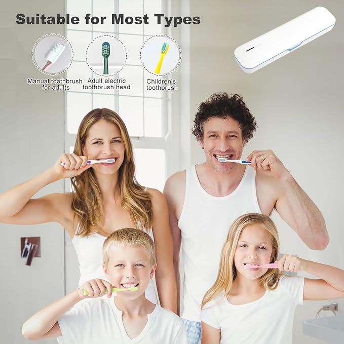 UV Toothbrush Sanitizer and Holder, Portable Travel Case and Cover, Toothbrush Cleaner Powered by AA Battery or USB-C, Fits Most Brushes - Image 5