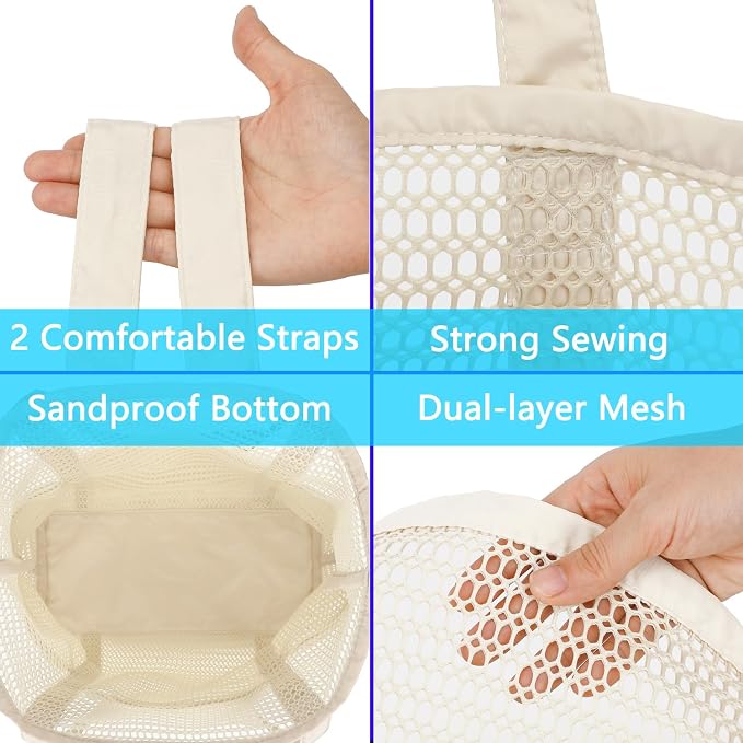 Fammart Mesh Beach Bag for Women, Summer Straw Tote Hobo Pool Bags with Zipper Pocket, Travel Vacation Cruise Essentials 2026 - Image 7