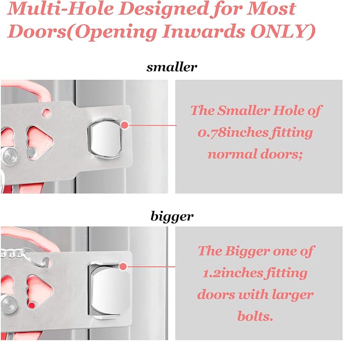 AceMining Portable Door Lock, Hotel Travel Door Lock Security | Hotel Safety Device for Door Security, Portable Lock for Hotel Room, Apartment, College Dorm and Travel, Pink - Image 3