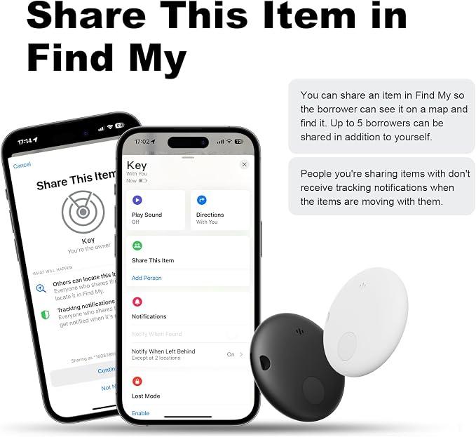 Air Tracker Tags 2-Pack, Waterproof IP67 | 90dB Loud, Bluetooth Tracker Works with Apple Find My (iOS only), Tracker Tag Locator for Keys,Luggage,Backpack etc - Image 8