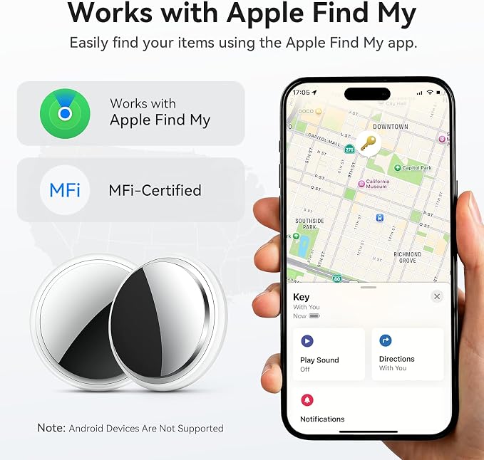Air Tracker Tag-2 Pack, Smart Item Tags [Apple MFi Certified] | With Find My app (iOS Only), Key Finder Locator Luggage Tag for Keys, Bags, Wallets, Backpack, Suitcases, Replaceable Battery - Image 2