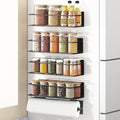 Magnetic Spice Rack For Refrigerator, Space Saving Magnetic Shelf For Fridge Matt Black 4 Pack With Magnetic Paper Towel Holder by Roysili