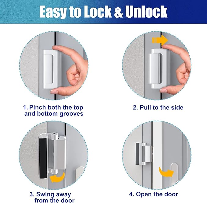 AceMining 2 Pack Door Reinforcement Lock, Home Security Door Lock, Silver | Door Safety Lock for Front Door, Toddler Proof Door Latch for Entry Door Security, Includes 8 Screws - Image 4