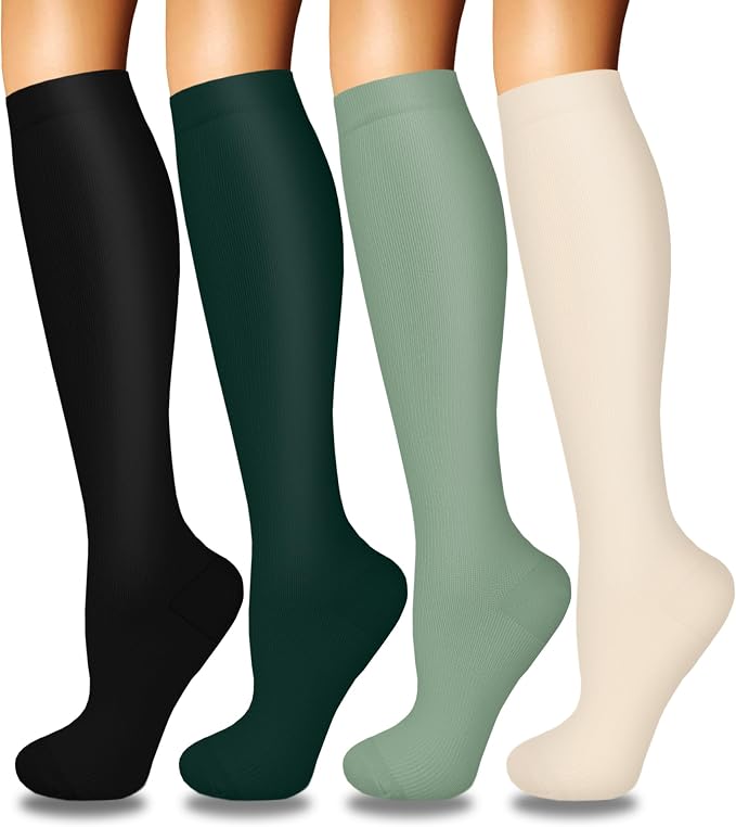 4 Pairs Compression Socks for Women Circulation-Best Support for Nurses,Running,Athletic,Travel by Iseasoo