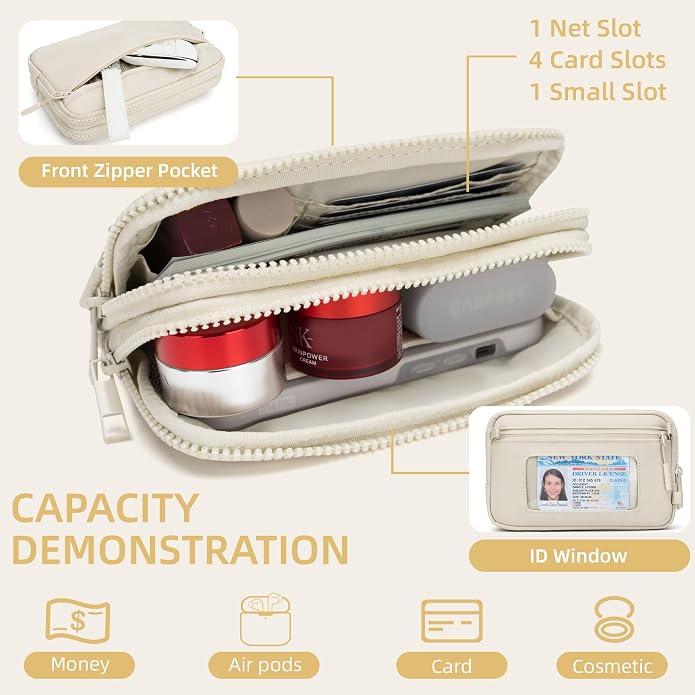 FODOKO Wristlet wallets for Women RFID crossbody bags with 4 Zippers | Checkered quilted nylon with credit card slots, cell phone organizer, and coin purse for travel and everyday carry - Image 4