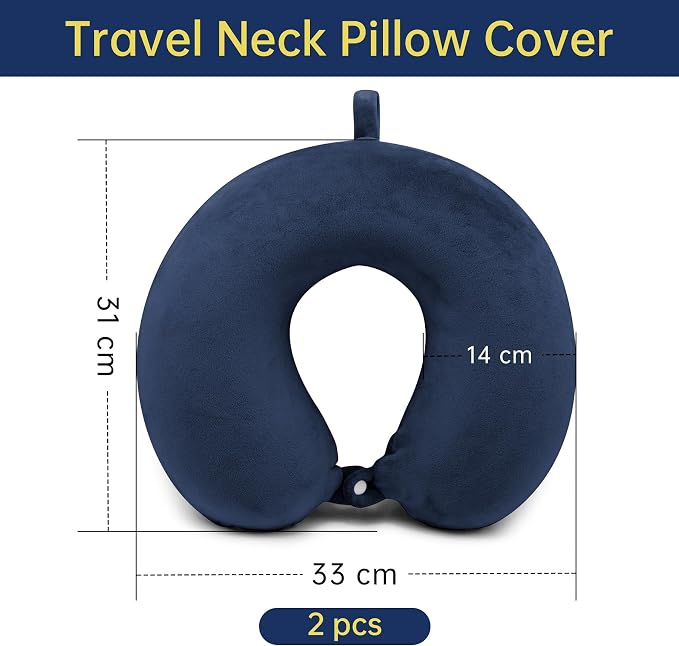 2 Packs Travel Neck Pillow Cover, Reusable U Shaped Neck Pillow Washable Soft Smooth Airplane Pillow Cover (Only Pillow Covers,No Filler) - Image 2