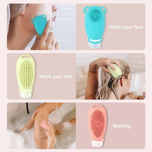 12PC Silicone Travel Bottles Set for Toiletries, TSA Approved Travel Bottles Leak-Proof Travel Size Toiletries,Multi-functional Travel Bottles with Face Wash Bath Hair Wash Silicone Massage - Image 2