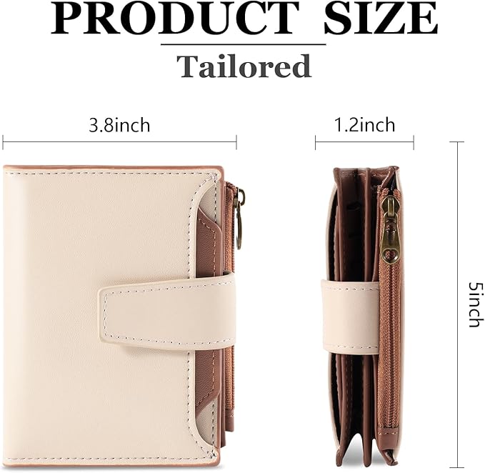 Small Wallet Women RFID Blocking Soft Leather Bifold Compact Card Holder Wallet for Women with Zipper Coin Pocket 4 ID Window - Image 3