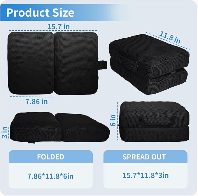 Foldable Travel Seat Cushion Portable Seat Cushion for Car Seat, Airplane, Bleacher, Camping, Office (15.7 * 11.8 * 3in) - Image 2